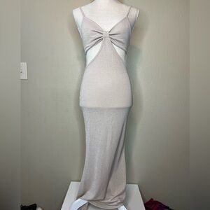 Cutout Maxi Dress Spaghetti Strap Nude Khaki Size Small‎